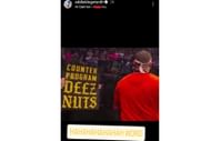 Kingston's Instagram story with the funny fan sign, taking a shot at the WWE